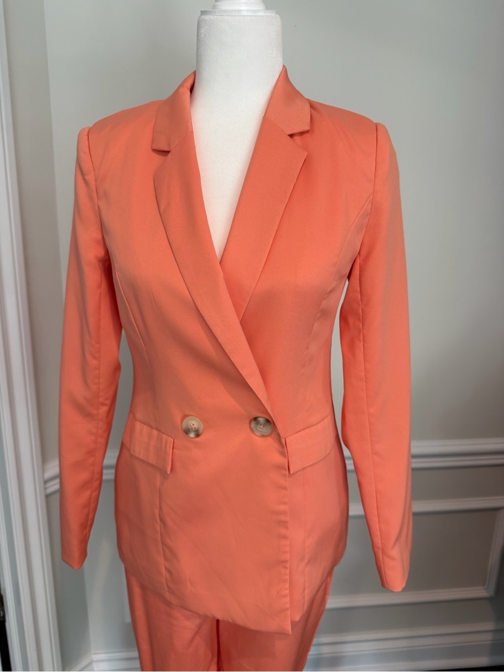 Womens Coral Double-Breasted Blazer & pants